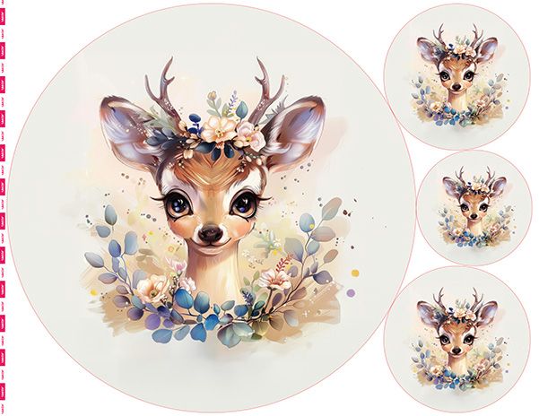 Pannello XL in cotone premium NELA - Flowers deer