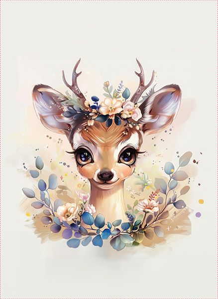 Pannello in jersey Takoy 50x60 cm - Flowers deer