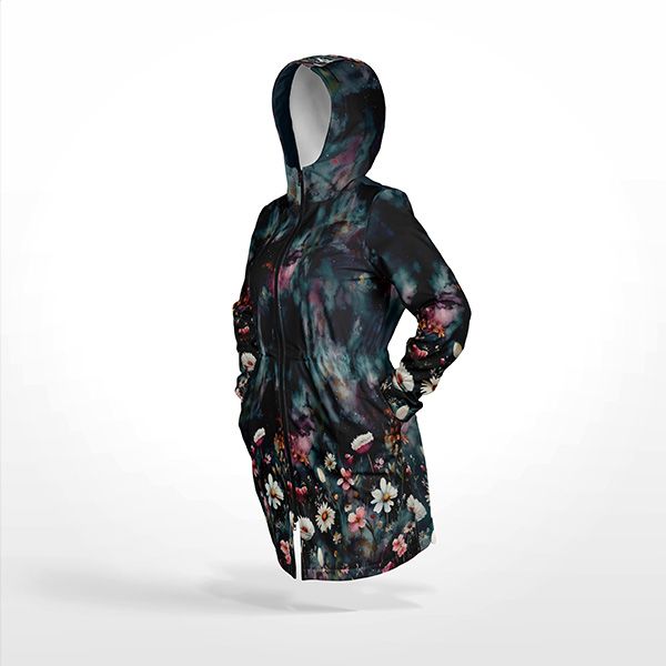 Pannello con modello per giacca softshell taglia 146 - acquerello fiori Marguerite Diana