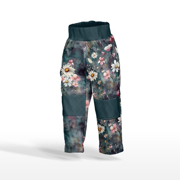 Pannello con modello per pantaloni softshell taglia 98 -  acquerello fiori Marguerite Diana