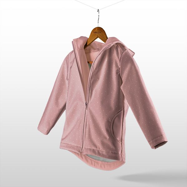 Pannello con modello per giacca softshell  taglia 152 - Punti bianchi su rosa antico