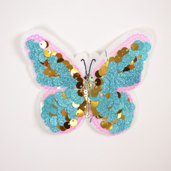 Toppa da stirare - Farfalla di paillettes blu
