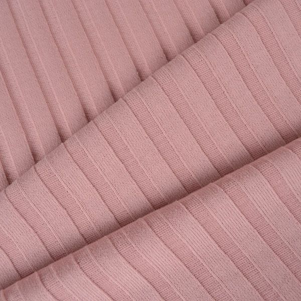Tessuto a maglia a coste 100% cotone  - rosa antico