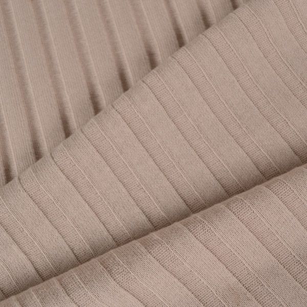 Tessuto a maglia a coste 100% cotone  - beige