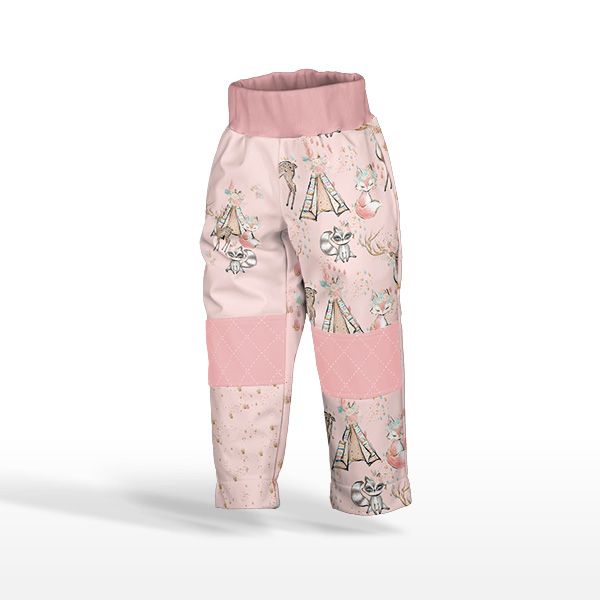Pannello con modello per pantaloni softshell taglia 86 - Indiana girl pink 