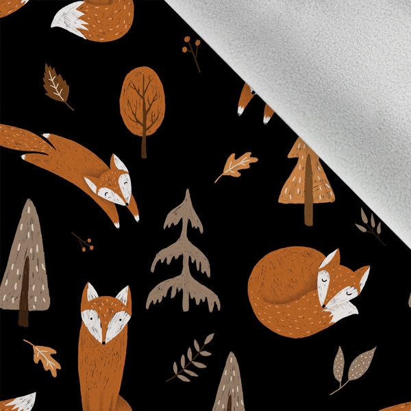 Pannello con taglio sulla giacca softshell - Volpi d'autunno nere taglia 98