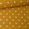 Tessuto jersey - 1 cm puntini bianchi su sfondo senape