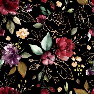 Softshell primavera - fiori neri dorati