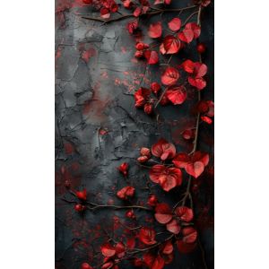 Pannello per la tenda, sfondo fotografico 160x265 cm - Fiori rossi sulla parete nera
