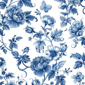 Raso elastico semiopaco - Blue flowers