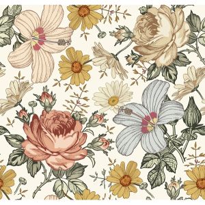 Tessuto velluto /Velvet Eliza - fiori beige