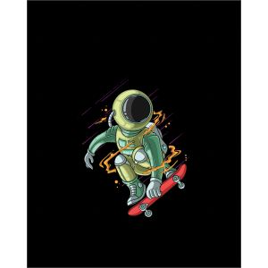Pannello - per zaino 50x40  - astronauta verde su uno skateboard