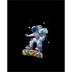 Pannello - per zaino 50x40  - astronauta blu su uno skateboard