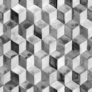 Popeline di cotone - Cubes 3D NERO