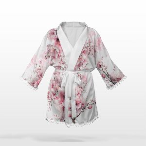 2.classe - Pannello kimono con modello in chiffon/silky taglia S - Sakura Fiori