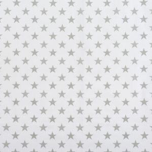 Tessuto di cotone stelle grigie su bianco
