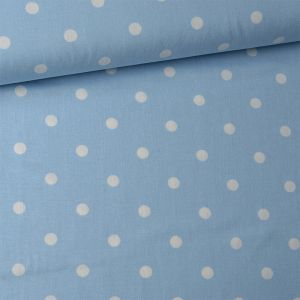 Tessuto jersey - 1 cm puntini bianchi su sfondo blu chiaro