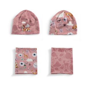 Pannello con modello per completo cappellino e scaldacollo in jersey funzionale, XS - Natura rosa antico