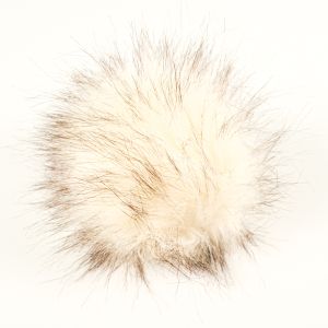 Pompon in pelliccia ecologica 14-15cm - colore ecru con peli marroni