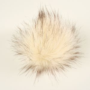 Pompon in pelliccia ecologica 11-12cm - colore ecru con peli marroni