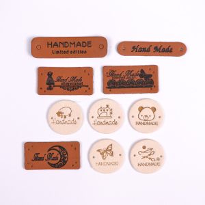 Etichette in similpelle Handmade  Mix bianco/marrone  - confezione da 10 pz