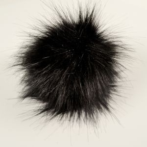 Pompon in pelliccia ecologica 14-15cm - colore nero