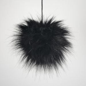 Pompon in pelliccia sintetica 14-15cm - colore nero