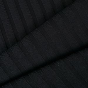 Tessuto a maglia a coste 100% cotone  - nero