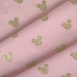 Cotone premium - Topi dorati su rosa chiaro