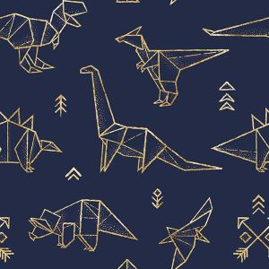  Jersey pettinato termofunzionale - Dinosauri geometrici su blu scuro