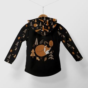 Pannello con taglio sulla giacca softshell - Volpi d'autunno nere taglia 140