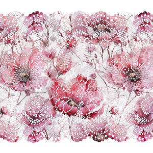 Pizzo elastico 15 cm - con stampa Bellezza rosa
