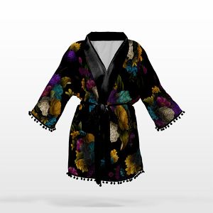 Pannello kimono con modello in chiffon/silky taglia S - Malinconia
