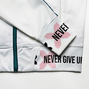 Tessuto bordo pronto testi motivazionali rosa - Never give up