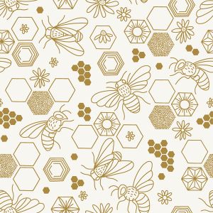 Mussola/ doppia garza - api su sfondo bianco